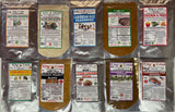 ☑10 OF A KIND KING ®  LOUIE  10 6 oz - CORN. RICE, WOW, GREEN BEANS, COLLARDS, PEANUTS, BBQ BRISKET, SOULFUL FISH, HERB SEASONING. RECIPES INCLUDED WITH ORDER. $95.00